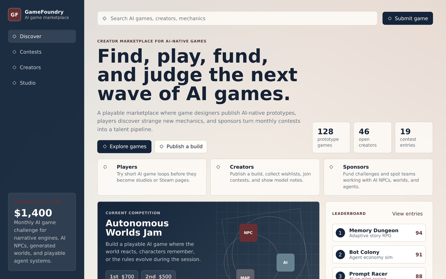 GameFoundry AI Marketplace
